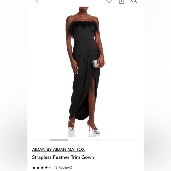 Aidan by Aidan Mattox Strapless Feather Trim Gown - Picture 6 of 8